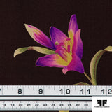 Floral Printed Silk Georgette - Brown/Magenta