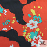Graphic Floral Printed Silk Chiffon - Red/Black
