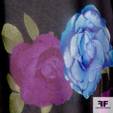 Multicolor Rose Floral Printed Silk Chiffon