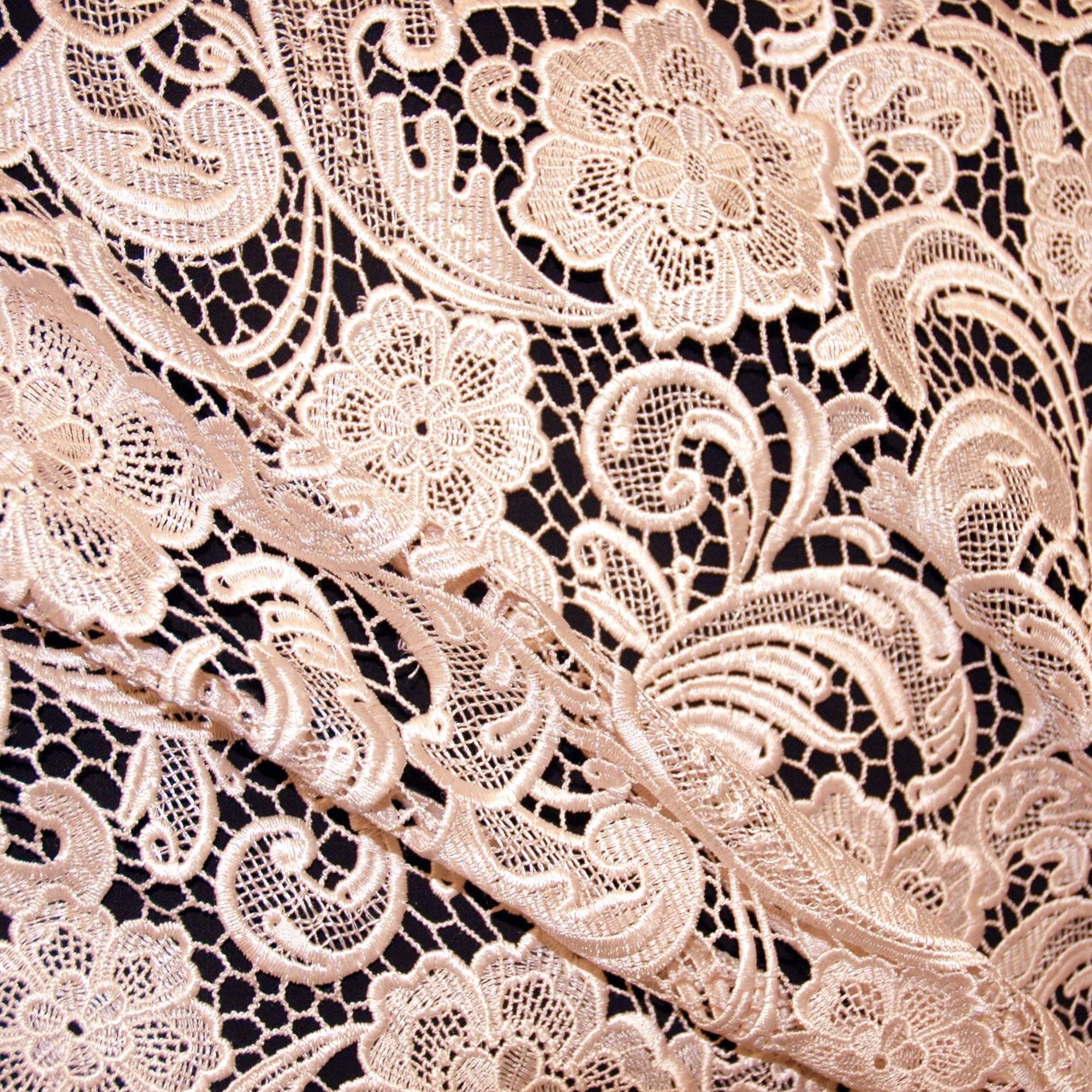 Beige Floral Paisley Guipure Lace - Fabrics & Fabrics
