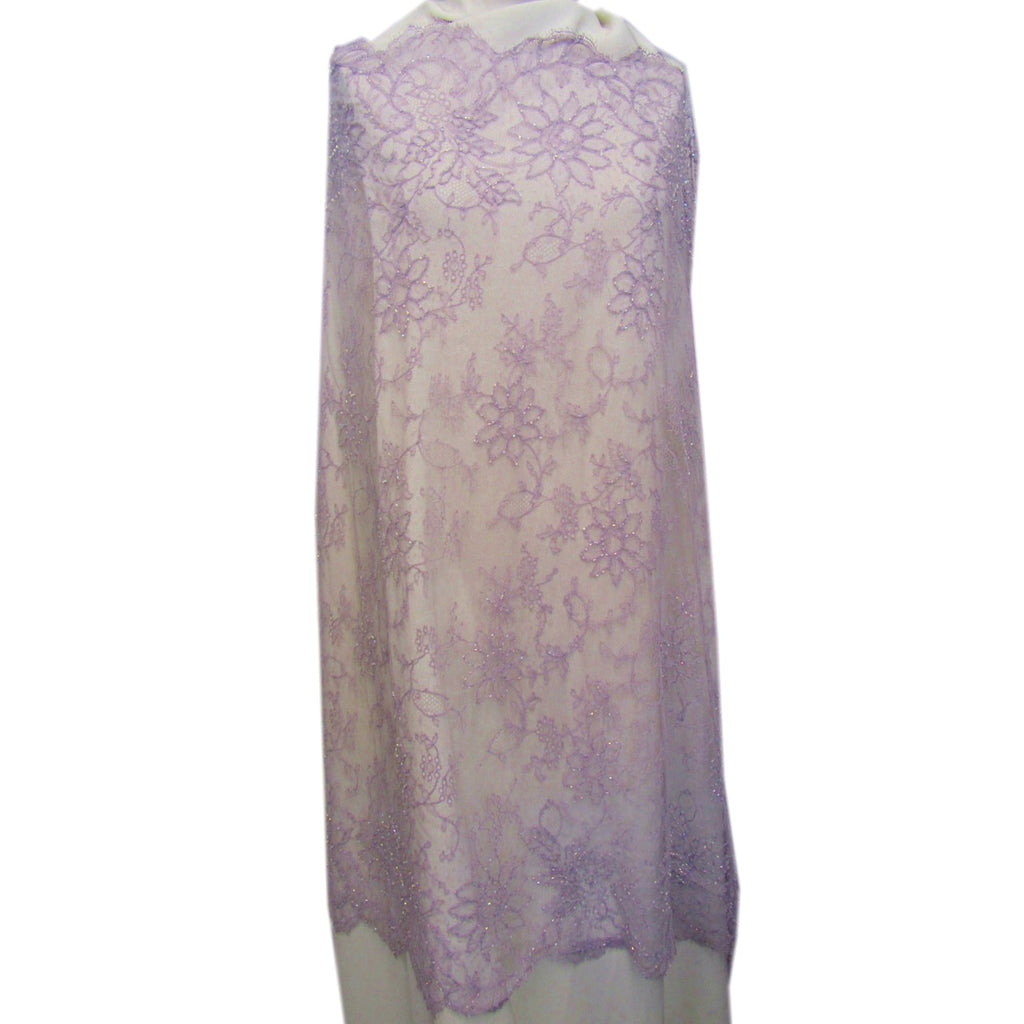 Lavender Floral Beaded Lace - Fabrics & Fabrics