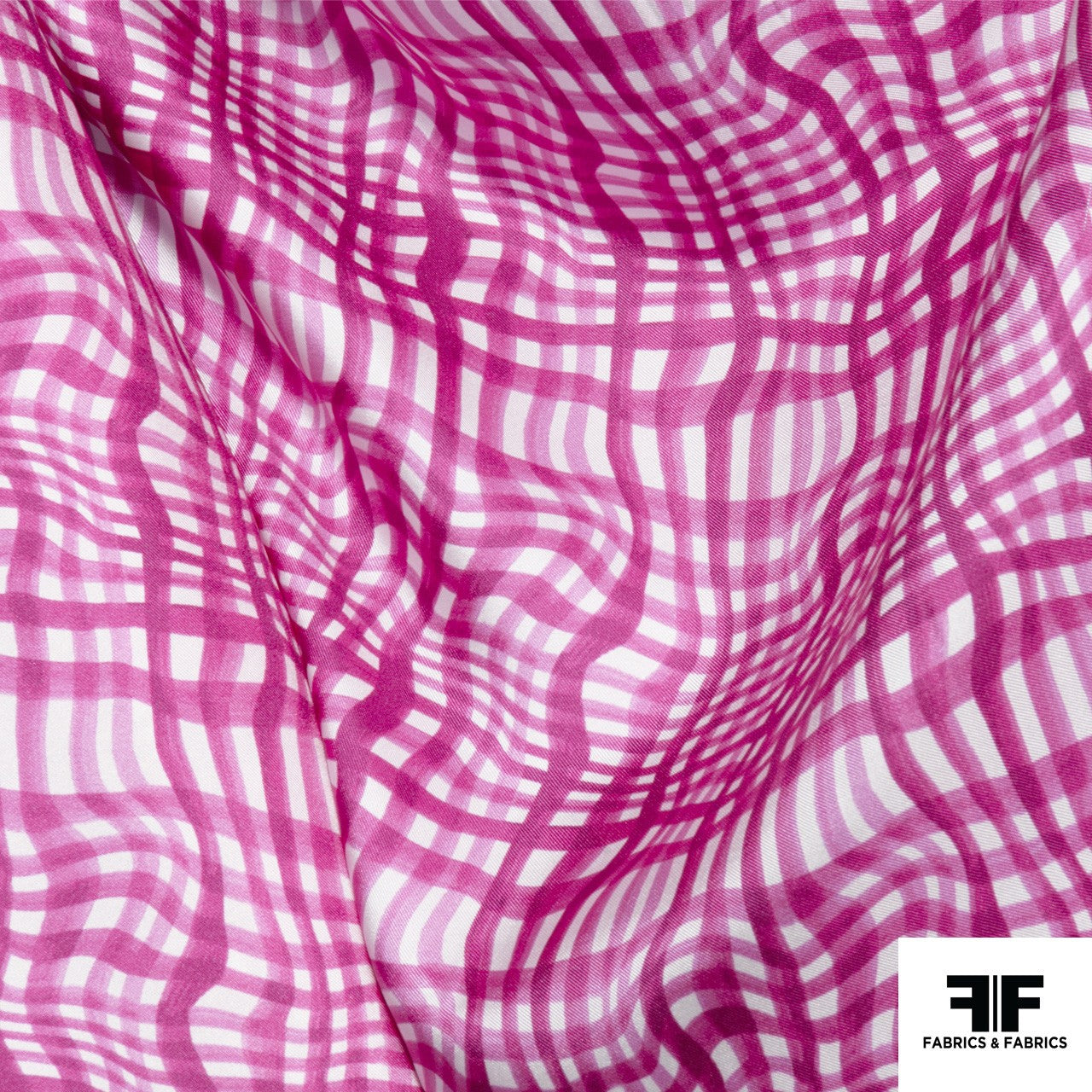 Broken Gingham Check Printed Cotton - Pink/White - Fabrics & Fabrics NY