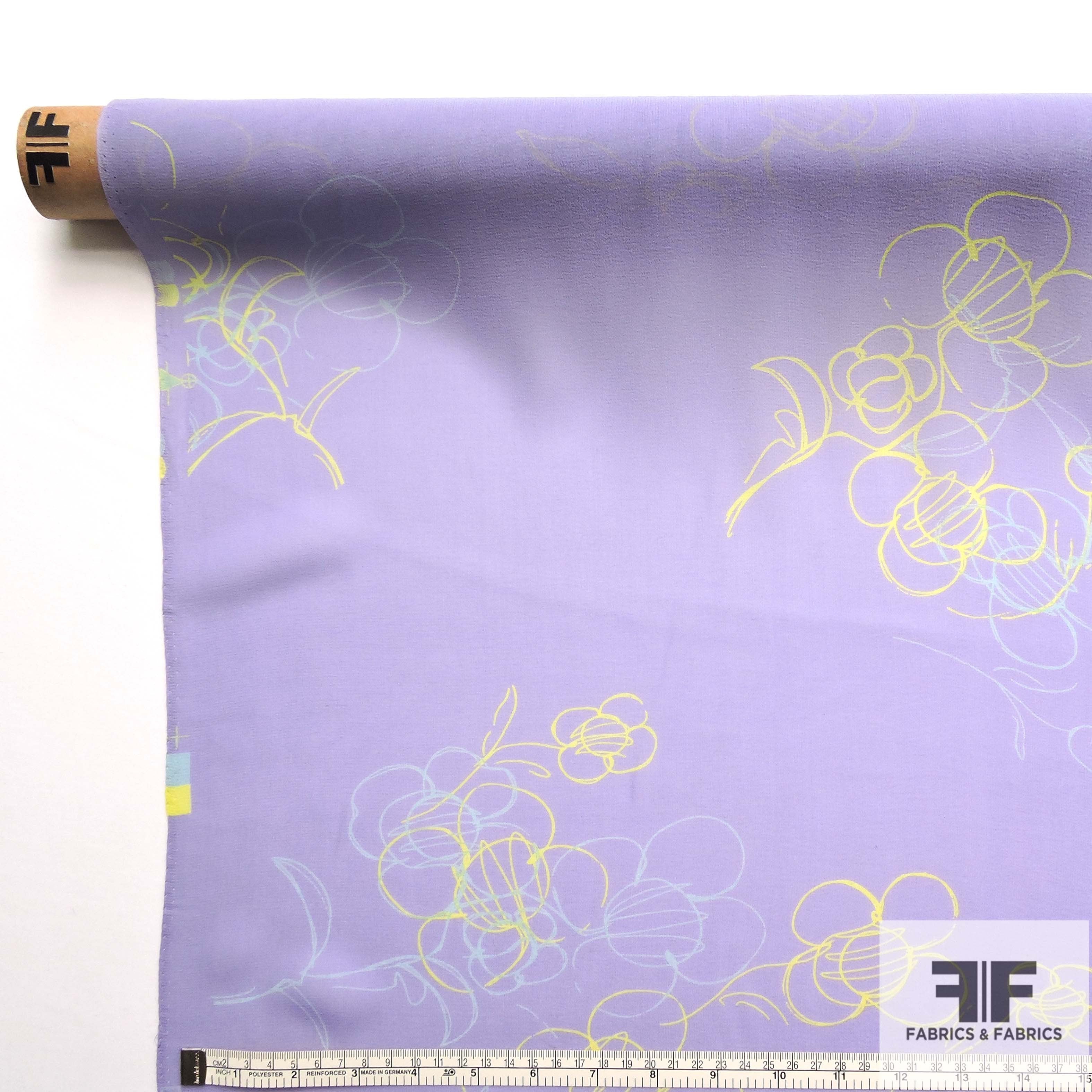Floral Printed Silk Chiffon - Light Purple