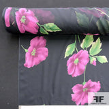 Floral Printed Silk Chiffon - Black/Pink