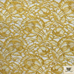 Yellow Double Scalloped Leavers Lace - Fabrics & Fabrics