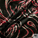 Abstract Silk Burnout - Black/Red/White - Fabrics & Fabrics NY