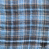 Plaid Wrinkled Cotton Gauze Shirting - Blue/Orange