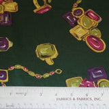 Rings and Bracelets Printed Silk Charmeuse - Green/Purple/Gold
