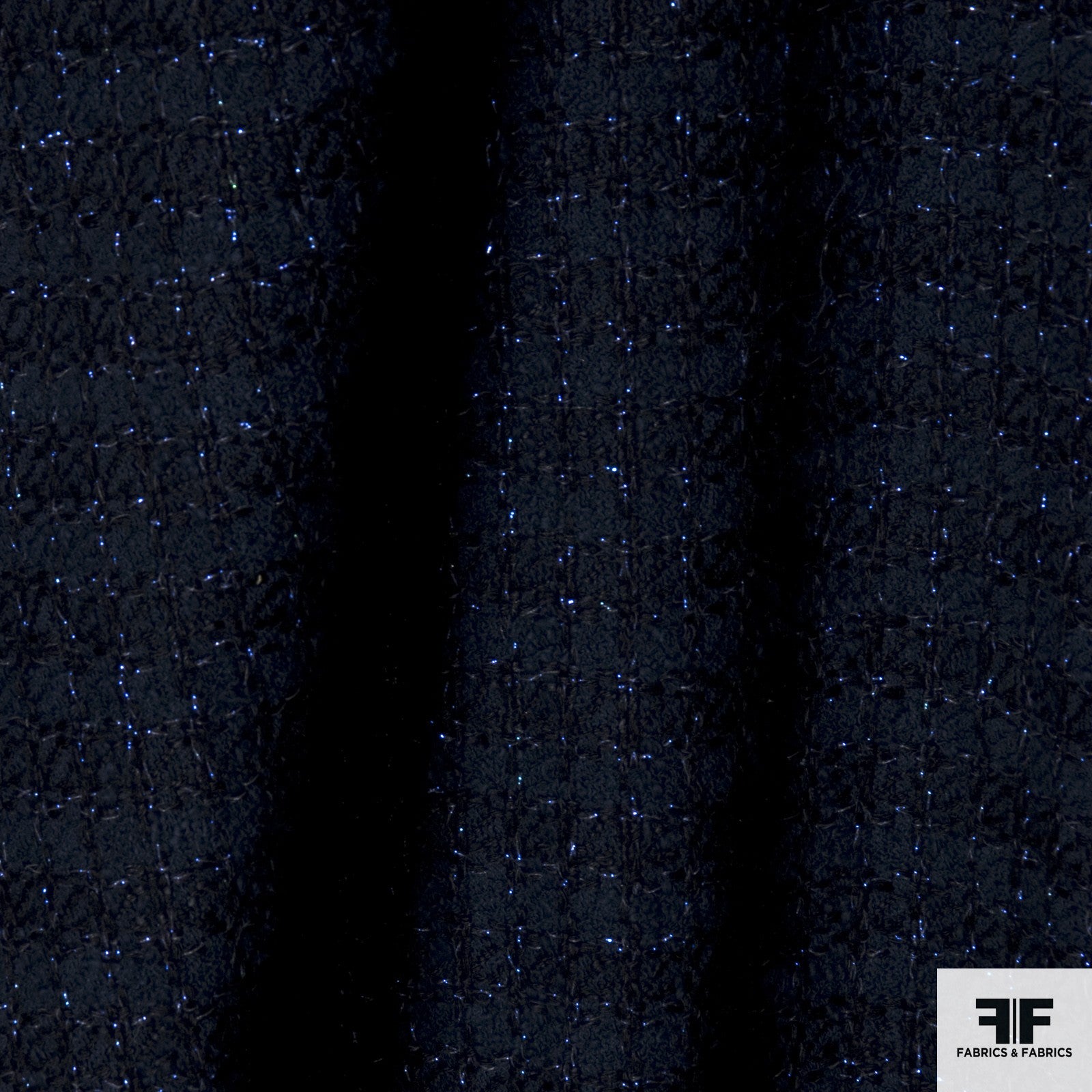 Cotton Blend Suiting with Metallic Threads - Navy/Purple - Fabrics & Fabrics NY