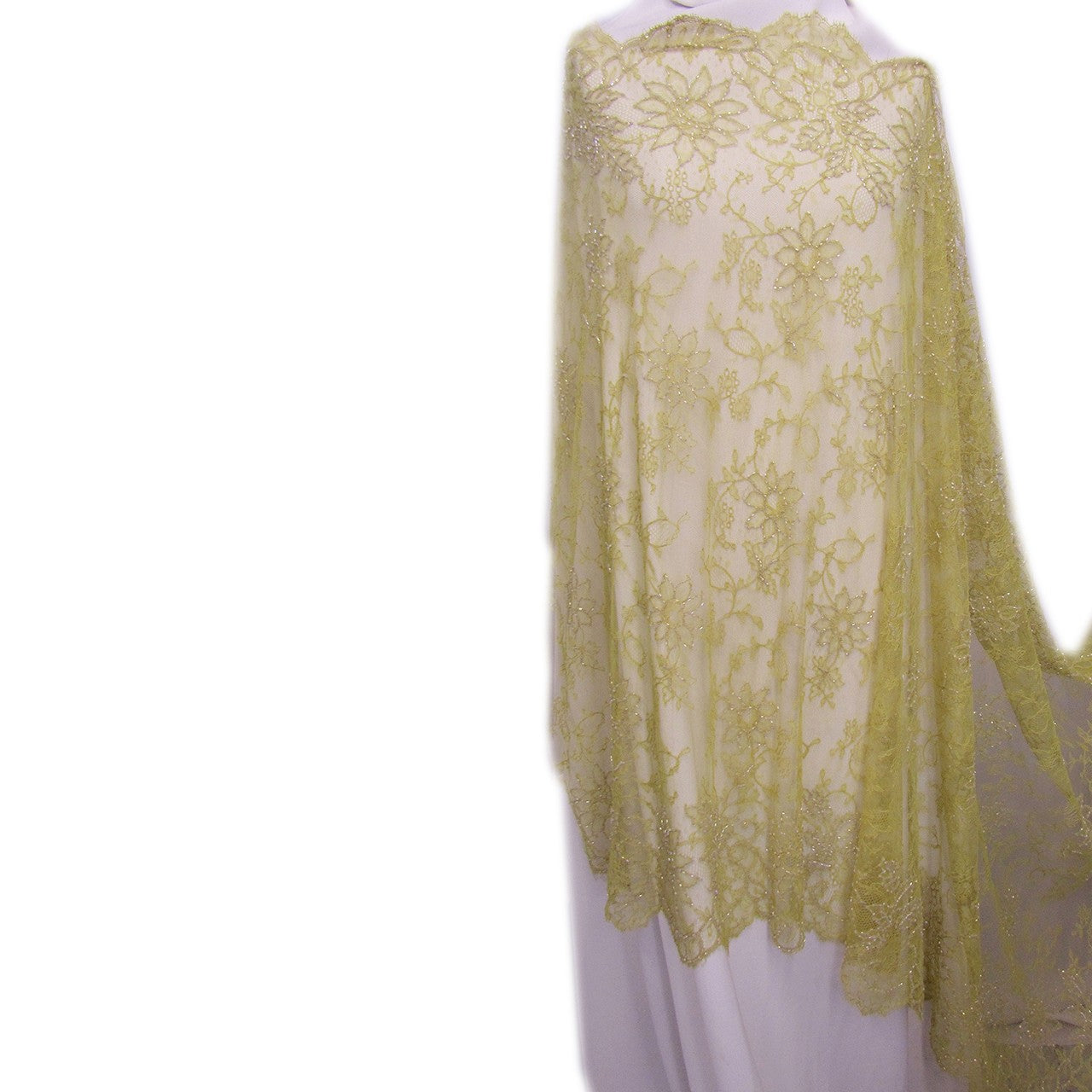 Floral Beaded Lace - Yellow - Fabrics & Fabrics NY