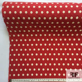 Cotton Polka-Dot Brocade- Red/Off White - Fabrics & Fabrics NY