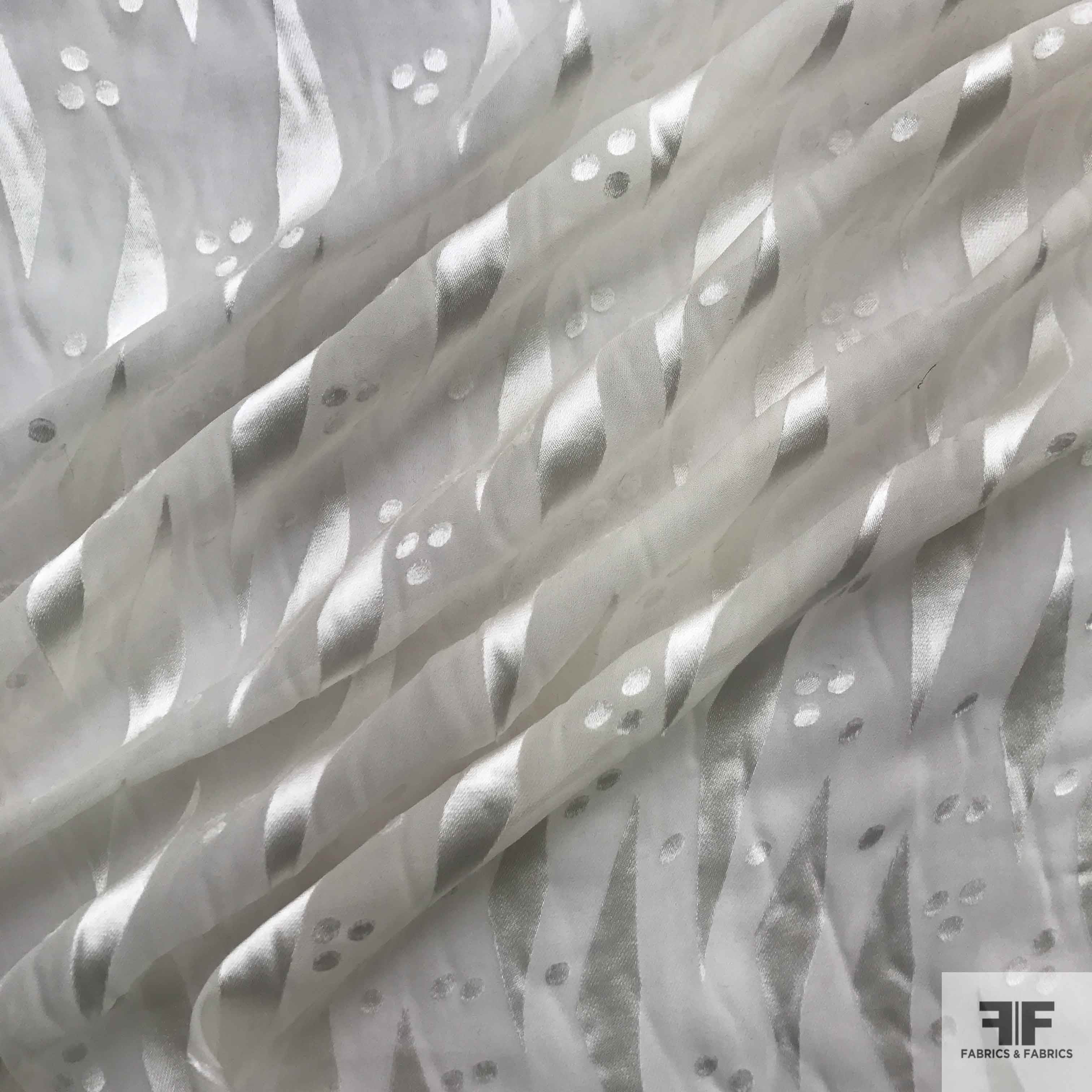 Diamond/Dot Chiffon Burnout - White - Fabrics & Fabrics NY