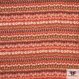 Floral Striped Crinkle Chiffon - Red