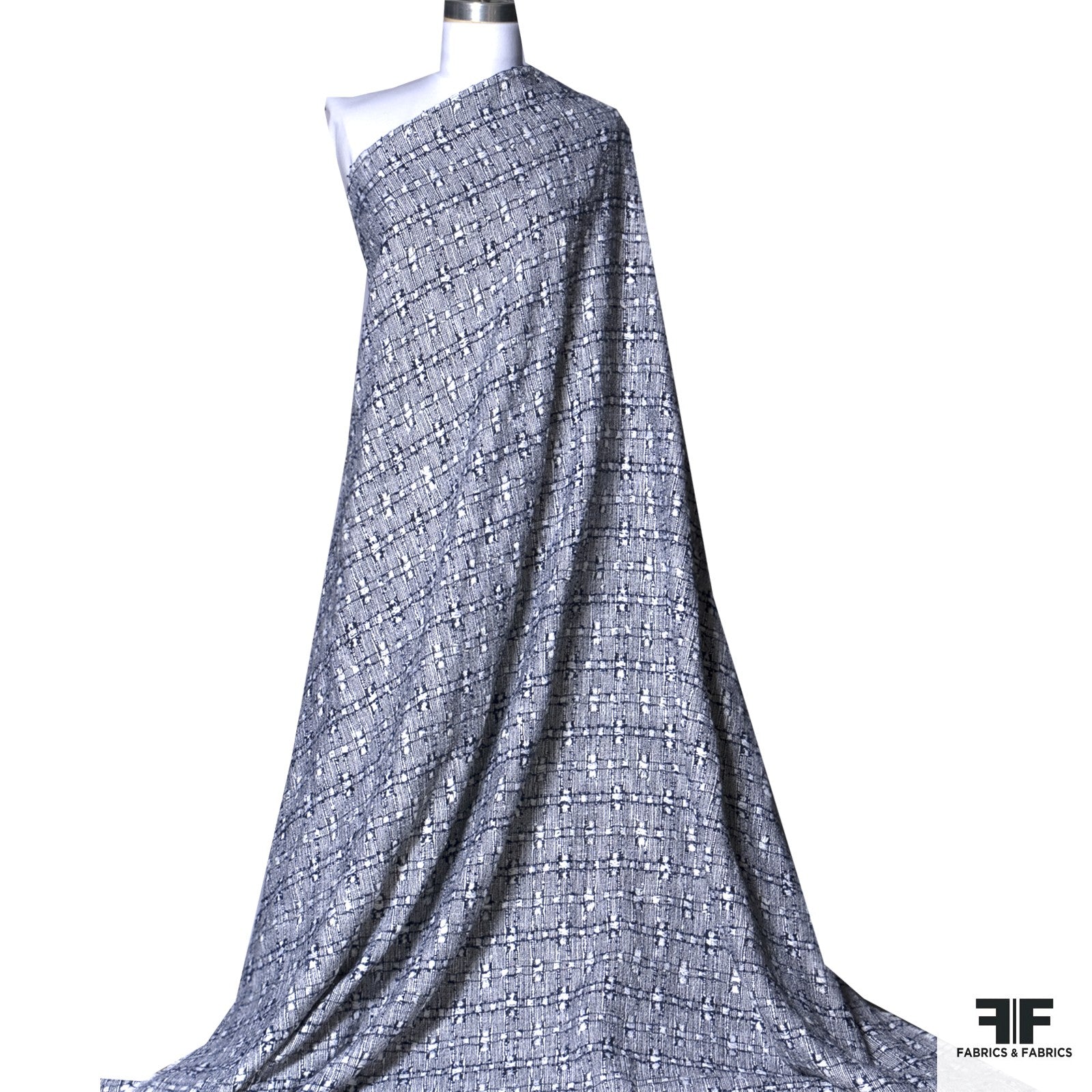 Abstract Cotton Suiting - Navy/White - Fabrics & Fabrics NY