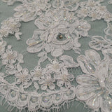 Beaded Alencon Lace - White - Fabrics & Fabrics NY