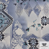 Collage Printed Silk Chiffon - Blue/White - Fabrics & Fabrics NY
