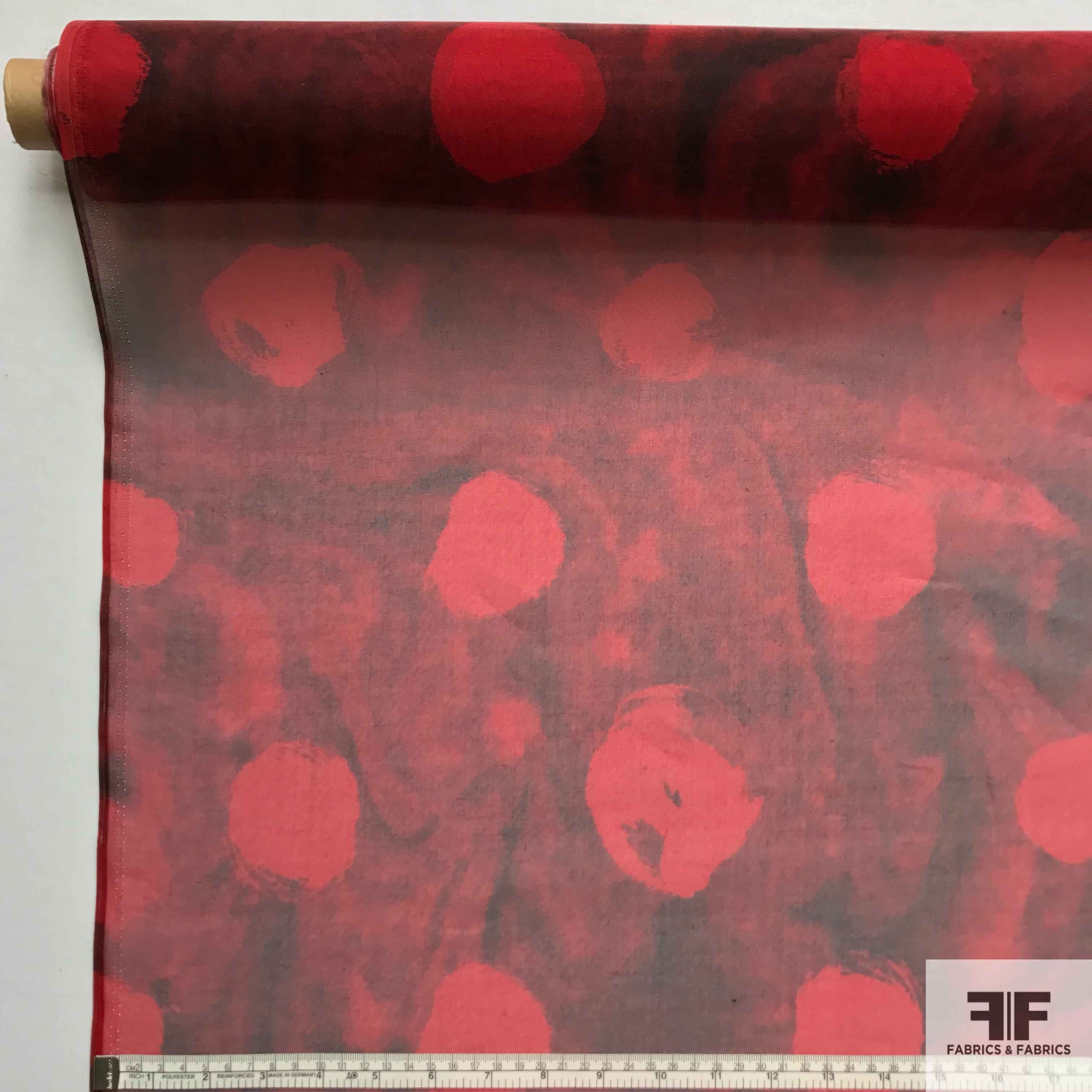 Abstract Printed Silk Organza - Red/Black - Fabrics & Fabrics NY