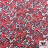 Art Deco Abstract Printed Silk Organza - Red