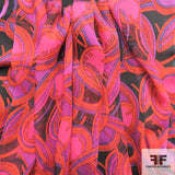 Printed Silk Chiffon - Red/Pink/Black