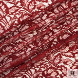 Double Scalloped Leavers Lace - Maroon - Fabrics & Fabrics NY