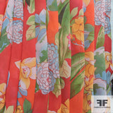 Tropical Floral Printed Silk Chiffon - Red/Multicolor