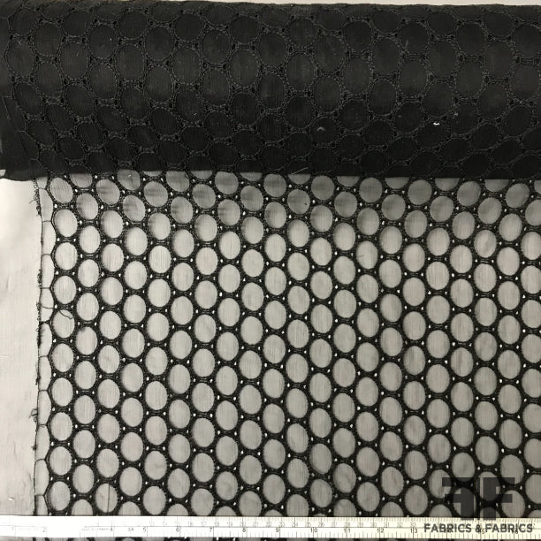 Geometric Embroidered Silk Chiffon - Black - Fabrics & Fabrics