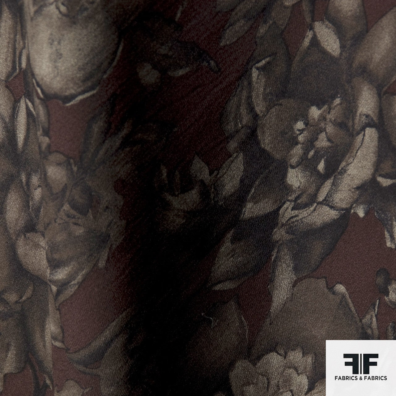 Floral Printed Silk Georgette - Brown/Taupe/Grey