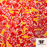 Tropical Floral Printed Silk Charmeuse - Red/Orange