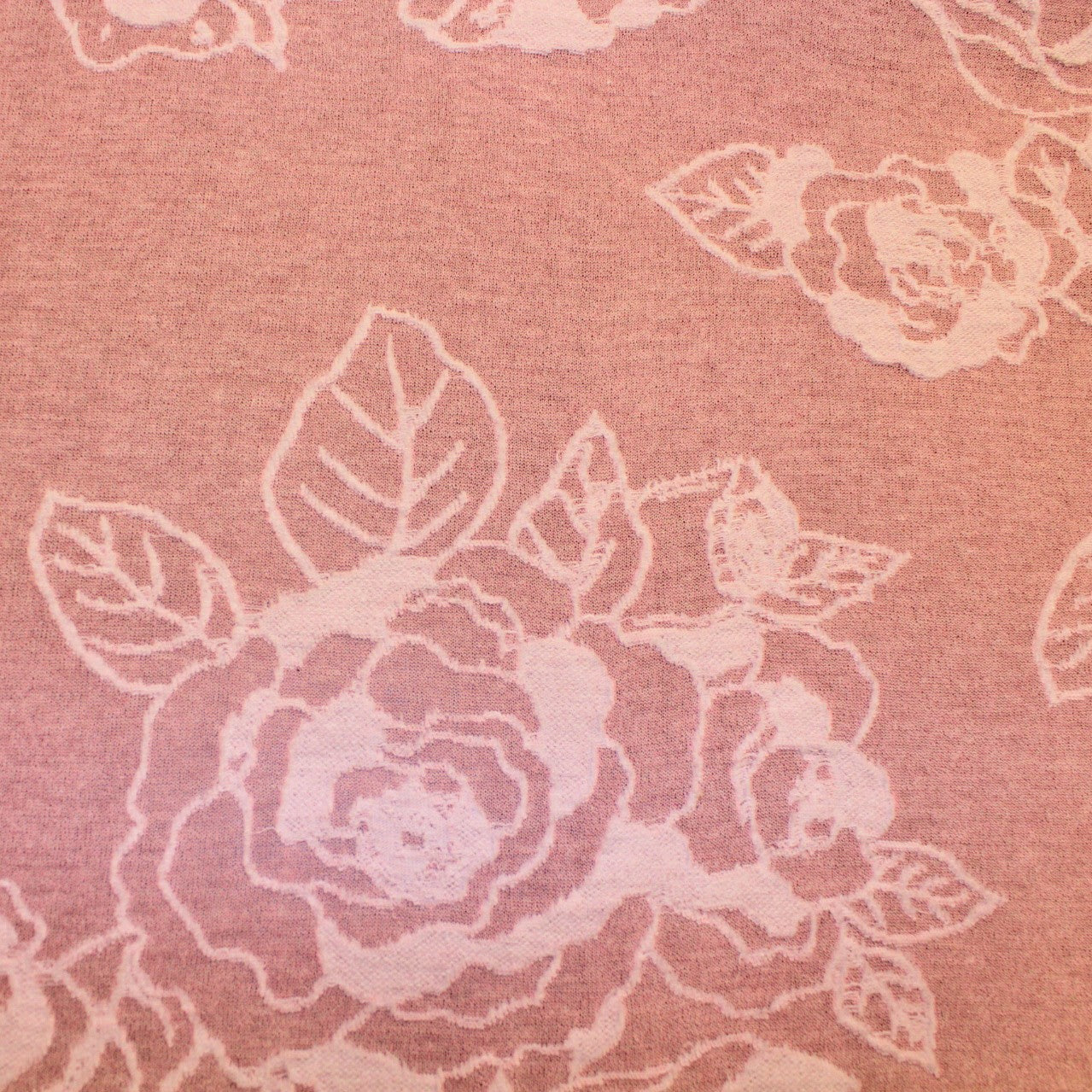 Pink Rose Printed Novelty Knit - Fabrics & Fabrics