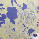 Floral Printed Silk Chiffon - Yellow/Blue