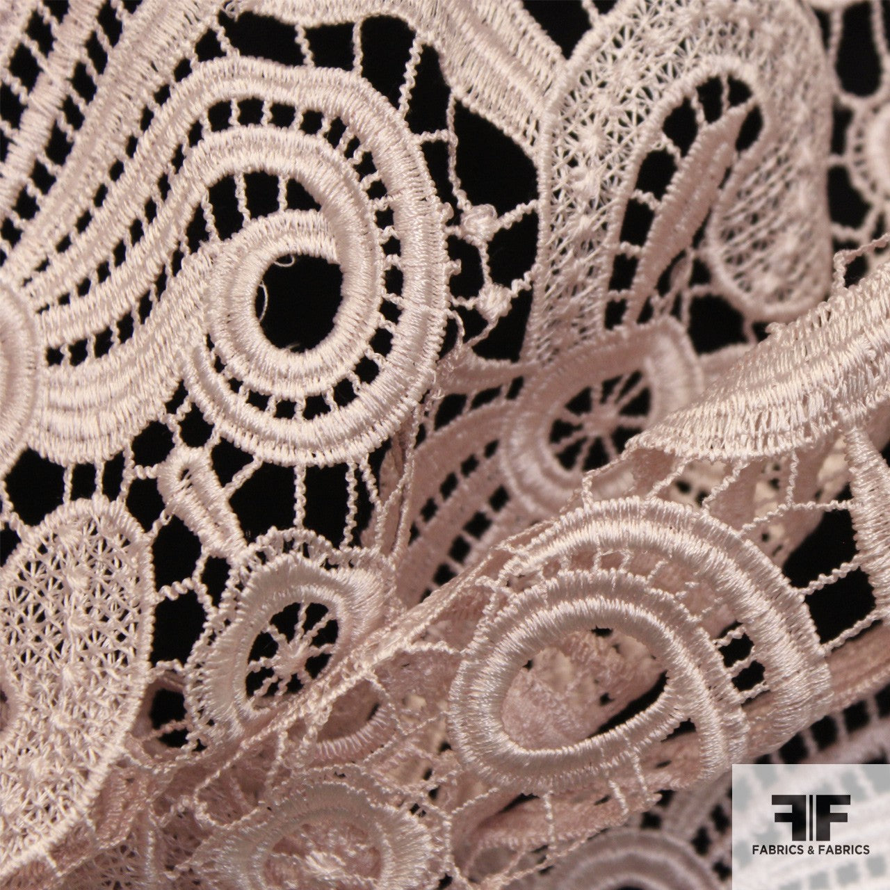 Abstract Floral Guipure Lace - Baby Pink - Fabrics & Fabrics NY