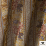 Floral Striped Printed Silk Chiffon - Multicolor