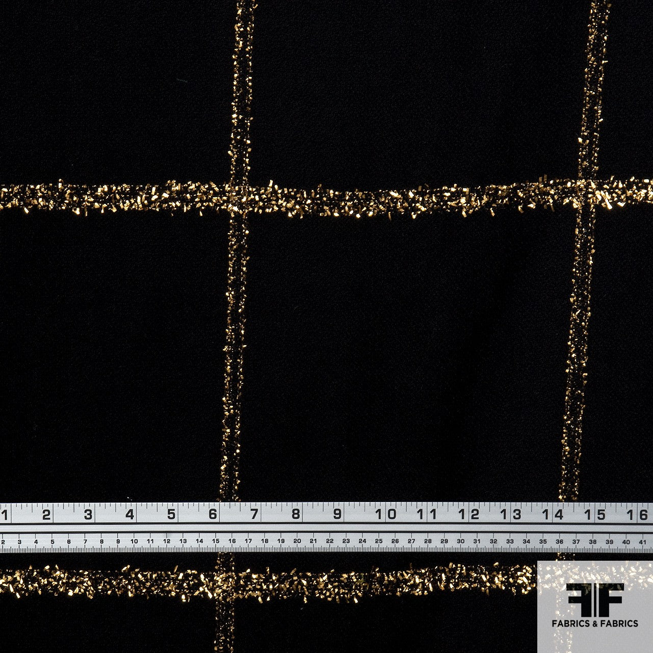 Italian Wool Blend Novelty fabric - Black/Gold