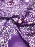 Floral Cheetah Animal Silk Charmeuse - Purple