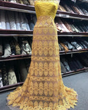 Floral Guipure Lace - Mustard