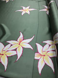 Floral Silk Charmeuse Panel - Sage Green