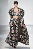 Christian Siriano Novelty Floral Fil Coupé Organza - Black / Antique Gold / Pink