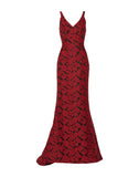 J Mendel Italian Semi Sheer Wool Blend Novelty - Red / Black