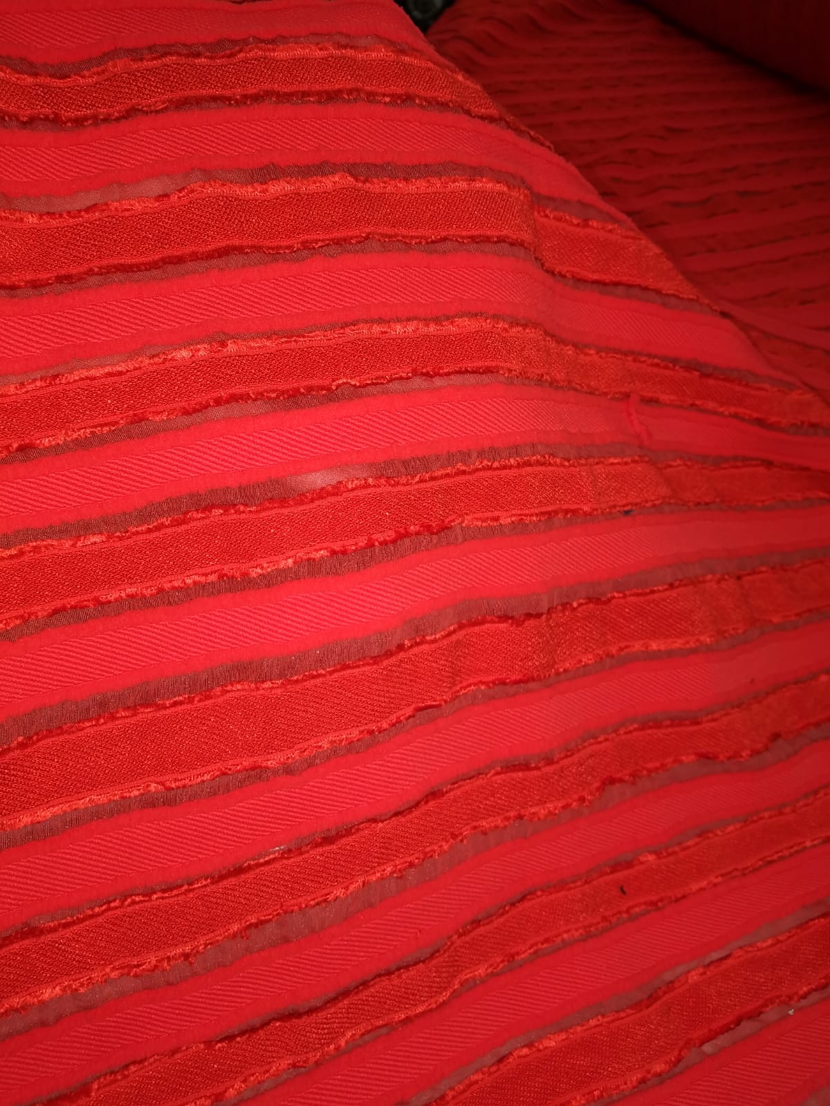 Lela Rose Italian Striped Novelty on Poly Organza - Red