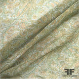 Pale Paisley Printed Silk Chiffon - Green/Beige - Fabrics & Fabrics
