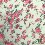 Floral Printed Silk Chiffon - Pink/Green - Fabrics & Fabrics
