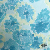 Floral Printed Silk Chiffon - Blue / Green - Fabrics & Fabrics
