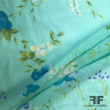 Floral Printed Silk Chiffon - Aqua