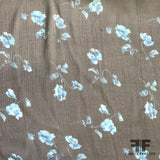 Floral Printed Silk Chiffon - Black/Blue - Fabrics & Fabrics