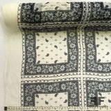 Bandana Printed Silk Chiffon - Navy/White - Fabrics & Fabrics NY