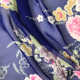 Floral Silk Printed Chiffon - Blue