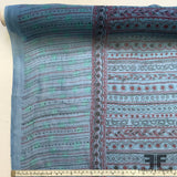 Floral Motif Printed Silk Chiffon - Blue/Red - Fabrics & Fabrics