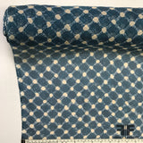 Geometric Printed Silk Chiffon - Blue / Beige - Fabrics & Fabrics