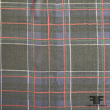 Window Pane Check Printed Silk Chiffon - Black/Blue/Red - Fabrics & Fabrics