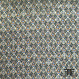 Floral & Geometric Motif Printed Silk Chiffon - Multicolor - Fabrics & Fabrics NY
